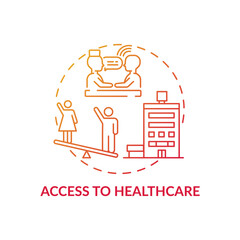 Access to healthcare concept icon. Gender gap criteria problem. Getting best medical care. Health improvement idea thin line illustration. Vector isolated outline RGB color drawing