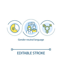 Fototapeta na wymiar Gender neutral language concept icon. Inclusive workplace for man and woman. Job position. Gender issues idea thin line illustration. Vector isolated outline RGB color drawing. Editable stroke