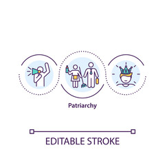 Patriarchy concept icon. Social system with male dominance. Man authority. Political role. Gender issues idea thin line illustration. Vector isolated outline RGB color drawing. Editable stroke