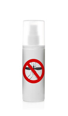 Bottle of insect repellent on white background