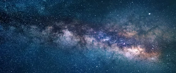 Milky way panorama as background image. Night starry sky with stars, planets, constellations and galaxies. © Pol Solé