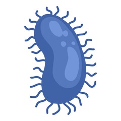 Blue cell flu bacteria virus icon. Cartoon of blue cell flu bacteria virus vector icon for web design isolated on white background