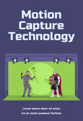 Motion capture technology poster template. Movie inovations. Commercial flyer design with semi flat illustration. Vector cartoon promo card. Filming professional equipment advertising invitation