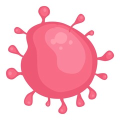 Red flu bacteria virus icon. Cartoon of red flu bacteria virus vector icon for web design isolated on white background