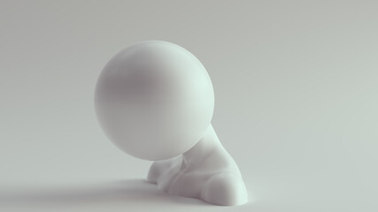 Female Male White Bust Big Sphere Head and Shoulders Side View 3d illustration