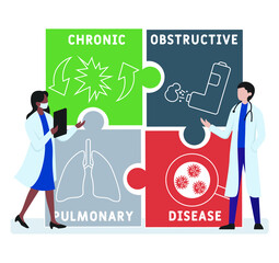 Flat design with people. COPD - Chronic Obstructive Pulmonary Disease, medical concept. Vector illustration for website banner, marketing materials, business presentation, online advertising