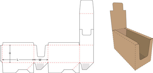 Display Outer Crash Lock Base render box and dieline template vector