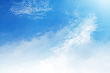 Blue sky with white cloud. The summer heaven is colorful clearing day Good weather and beautiful nature in the morning.