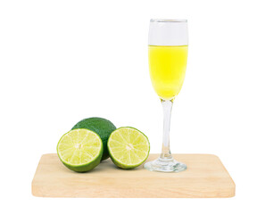 Green lemon honey on white background with clipping path,Detox water,Home made healthy vitamin,Natural drink to cure constipation,Prevention of COVID-19