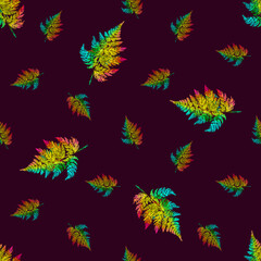 Bright leaves seamless graphic pattern