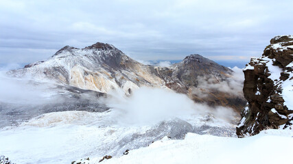 Fototapeta na wymiar Crater of Mount Aragats, northern summit, at 4,090 m , Armenia.