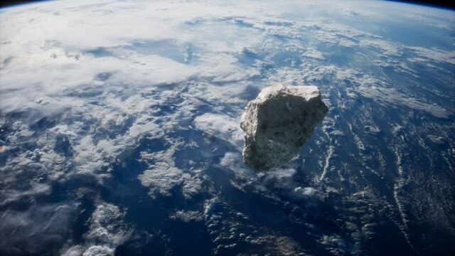 Dangerous asteroid approaching planet Earth, elements of this image furnished by NASA