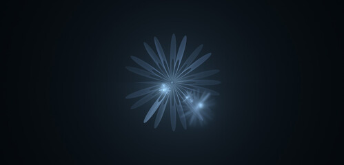 Computer generated fractal abstract background. Blue flowers over dark space