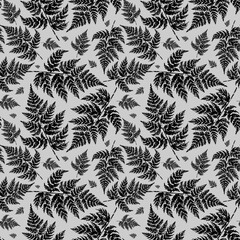  Seamless graphic print ink drawn beautiful fern leaves