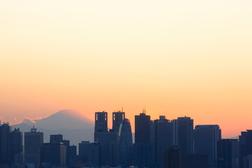 Fototapeta na wymiar 新宿高層ビル群と富士山