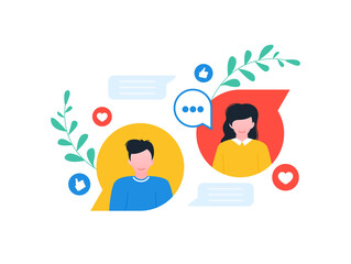 Conversation concept. Dialogue, contact, conversational exchange between two individuals. Vector illustration.