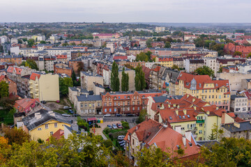 Fototapeta na wymiar Sightseeing of Poland. Cityscape of Grudziadz, aerial view 