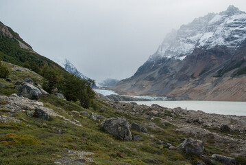 Laguna Torre with view of Cerro Torre and Glaciar Grande, El Chalten, Patagonia, Argentina, South America