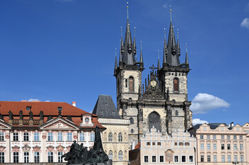 Tyn Church in Old Town Square Prague cityscape