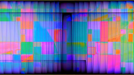 rendu d'un travail numérique, composition abstraite colorée, ombrée et géométrique