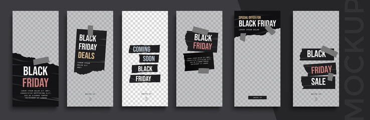 Black Friday Sale. Trendy editable instagram
Stories template. Design  for social media. 