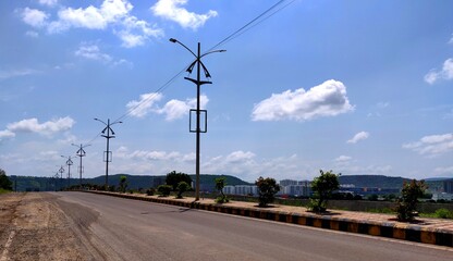 Fototapeta premium The beautiful scenery of an Empty city road in an IT Park Pune ,India