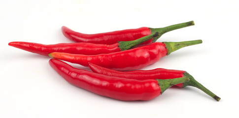 Chili peppers on a white background