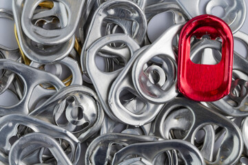 Keys from different beer cans as a background, close-up. Beer festival concept.