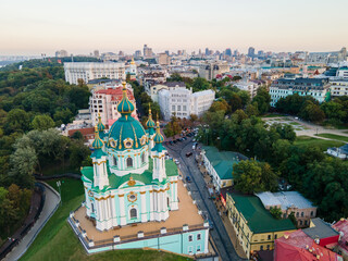 Aerial view of St. Andrew's Church in Kiev