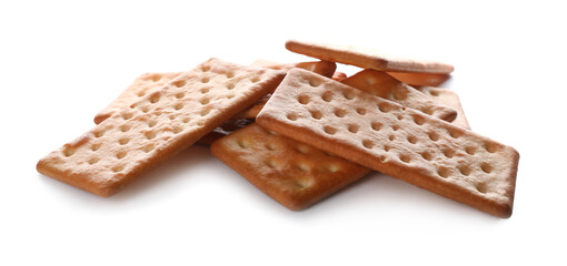 Crispy crackers isolated on white. Delicious snack