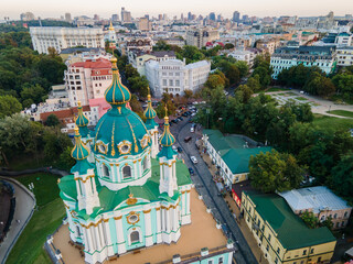 Aerial view of St. Andrew's Church in Kiev