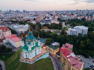 Aerial view of St. Andrew's Church in Kiev