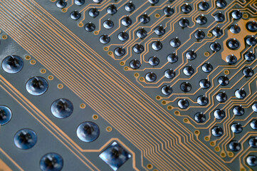 pins on the back of the motherboard close-up.