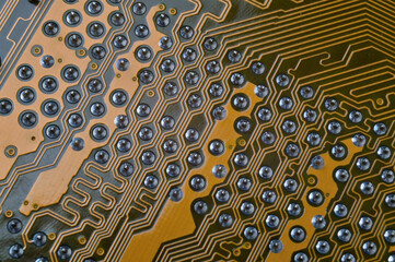pins on the back of the motherboard close-up.