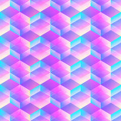 Holographic geometric mosaic seamless pattern.