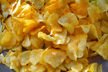 delicious crispy chips close up