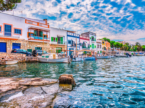 Port and houses of Portocolom Mallorca	
