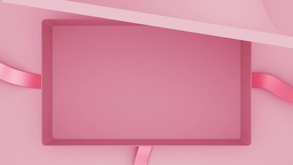 Opening Beautiful Gift Box with Ribbons and Big Bow. 4 videos in 1. Unpacking Present Parcel 3d Animation Elements on Green Screen Alpha and Mask Channels. Untying Decorative Knot. 4k UHD 3840x2160.