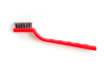 Red brush for cleaning and brushing isolated on a white background