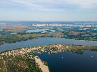Aerial view of the Dnieper river near Kiev