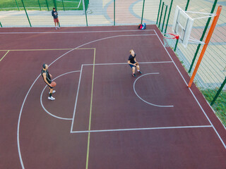 Aerial view of a basketball court outdoors