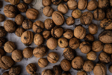 background of freshly picked walnuts