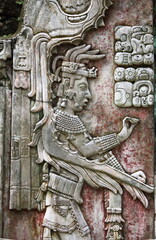 Bas-relief of the mayan king Pakal in Palenque, Mexico