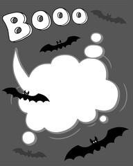 Happy Halloween. Vector template in a cartoon style for your design for the holiday. Vampire Bat, speakbooble