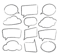 Doodle hand drawn bubbles collection. Empty dialog clouds. Templates of different shapes.