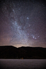 Milky way, night sky on Badwater Basin at Death Valley National Park