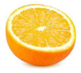 Isolated orange fruit. Slice of fresh orange isolated on white background with clipping path