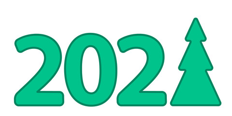 Abstract 2021 number with christmas tree