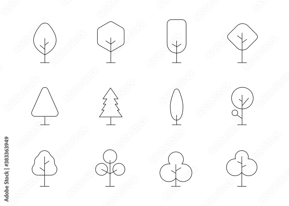 Poster threes outline set vector.