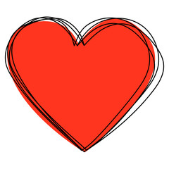 Heart hand-drawn. Vector hand-drawn heart illustration. Love heart shape and black outline.